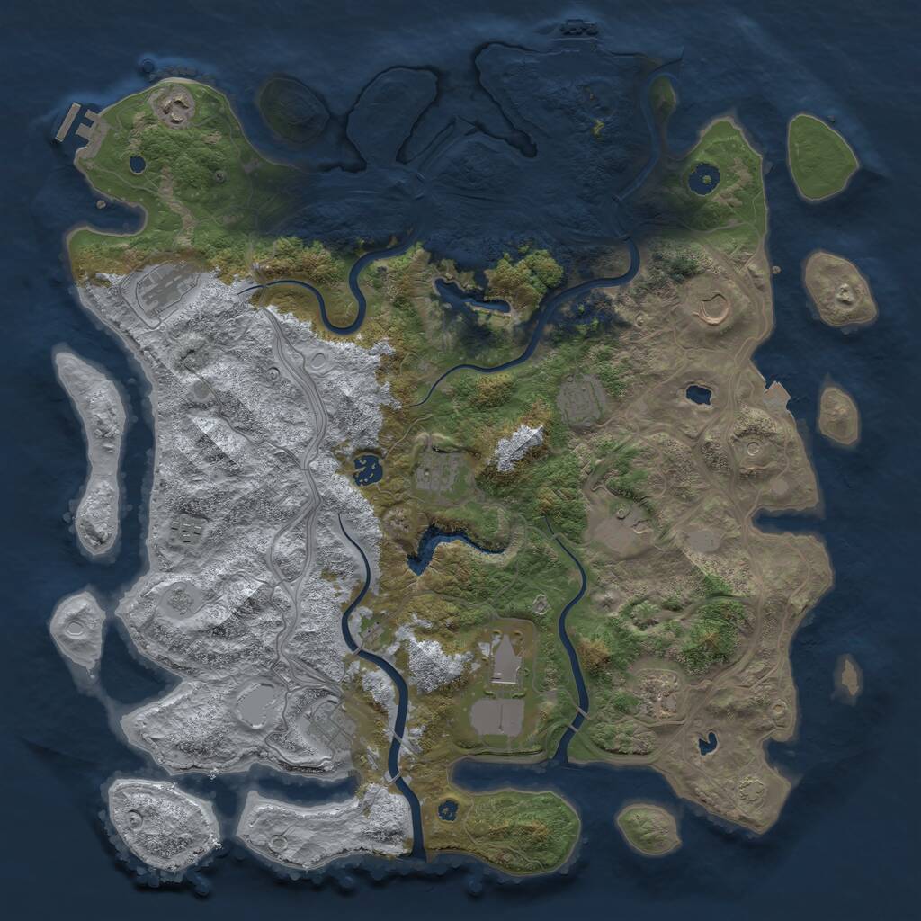 Rust Map: Procedural Map, Size: 4500, Seed: 38430851, 17 Monuments