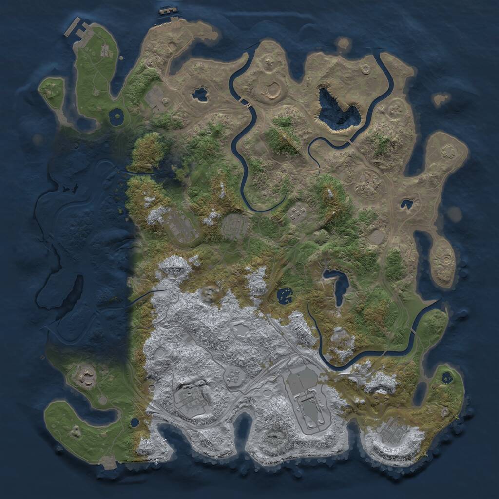 Rust Map: Procedural Map, Size: 4500, Seed: 38525021, 17 Monuments
