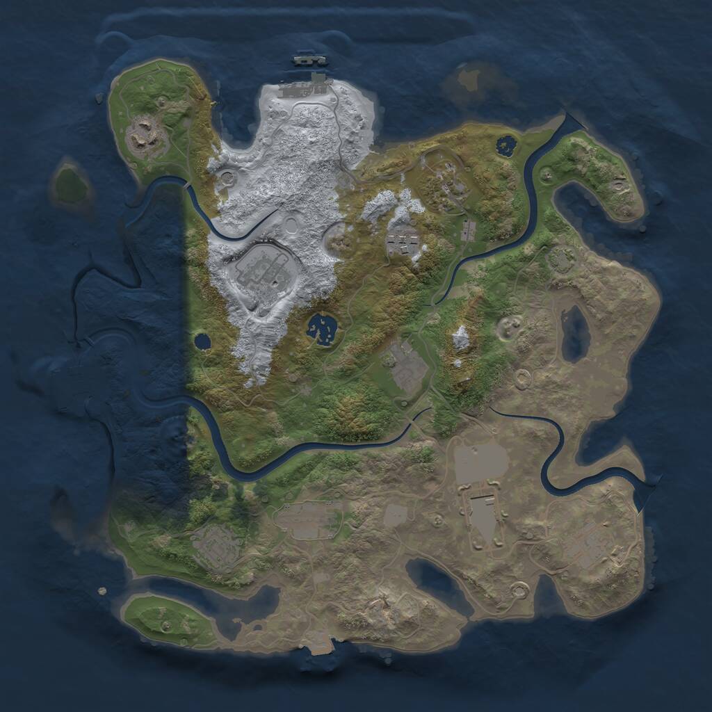 Rust Map: Procedural Map, Size: 3500, Seed: 830332939, 15 Monuments