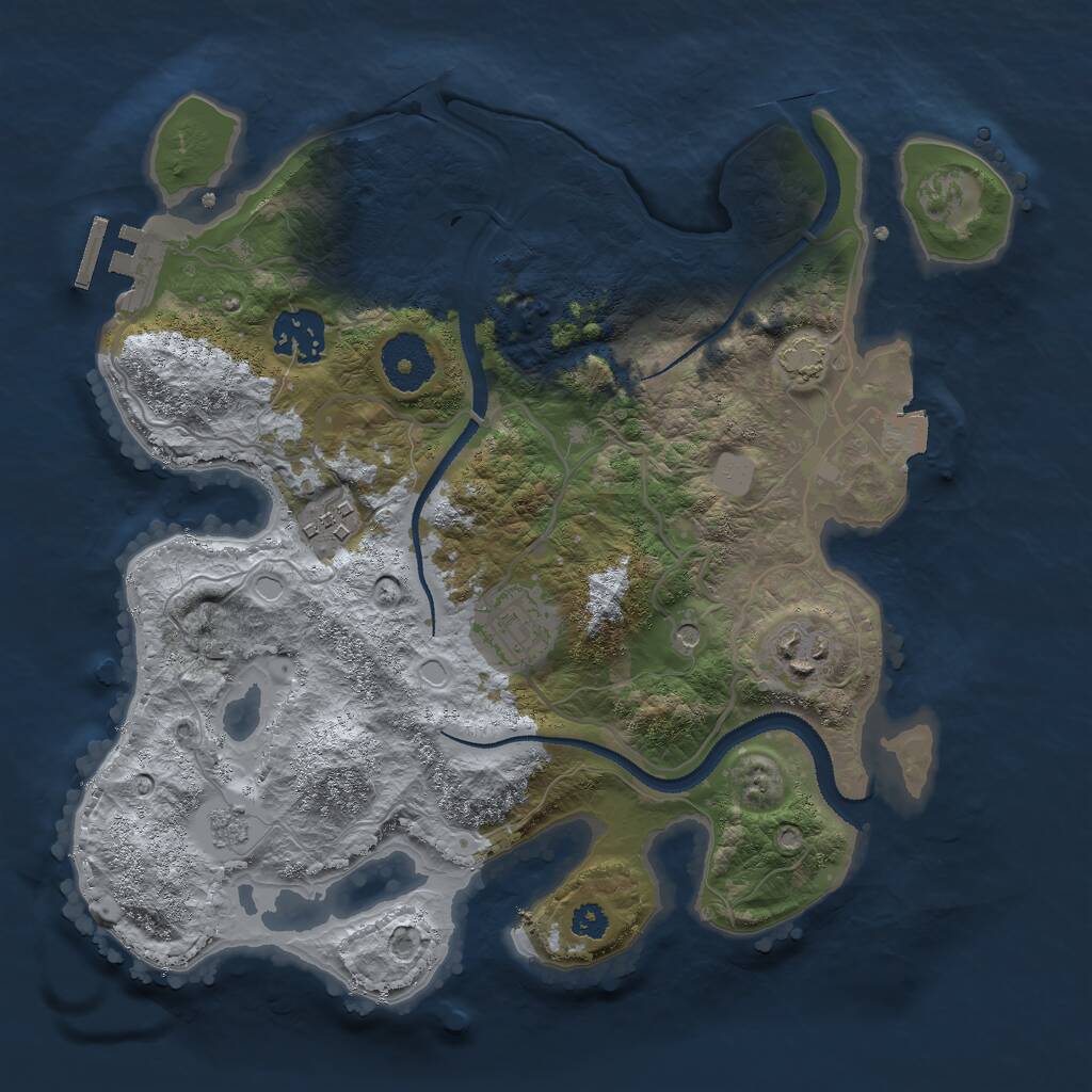Rust Map: Procedural Map, Size: 3000, Seed: 66568453, 9 Monuments