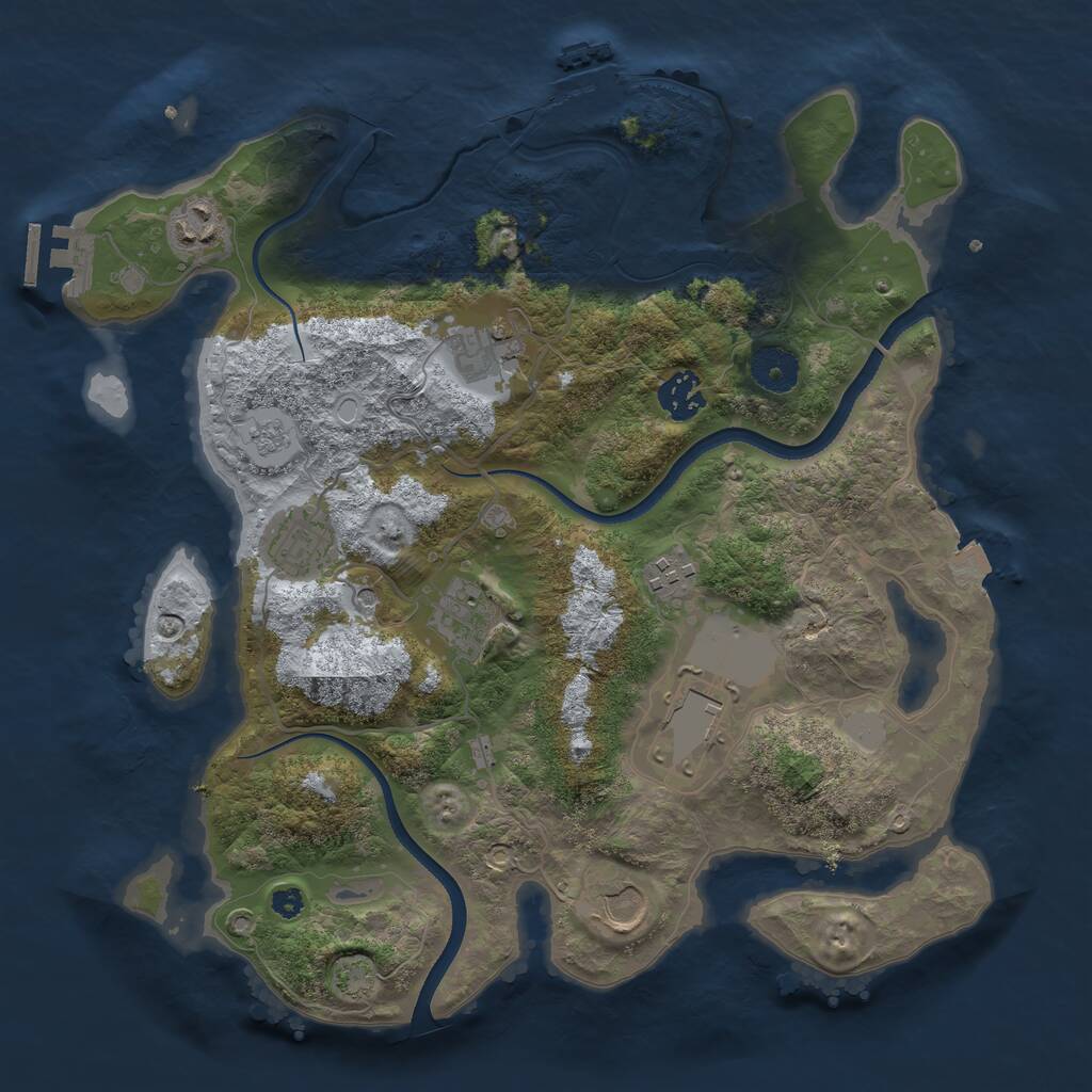 Rust Map: Procedural Map, Size: 3500, Seed: 1246436720, 14 Monuments