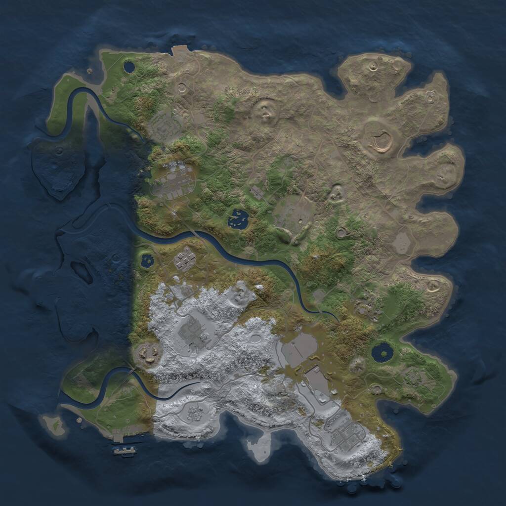 Rust Map: Procedural Map, Size: 3700, Seed: 1516939063, 17 Monuments