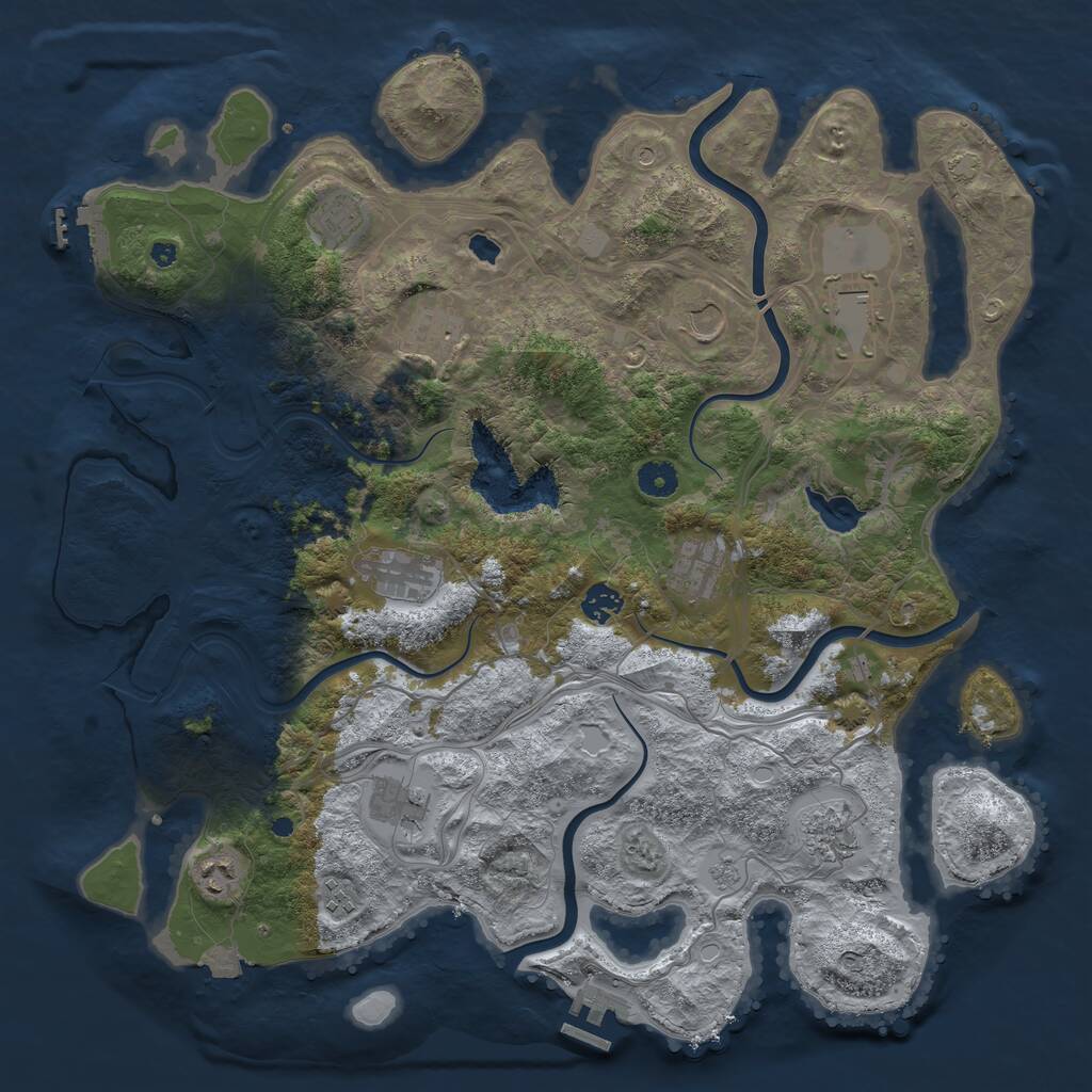 Rust Map: Procedural Map, Size: 4250, Seed: 1377131395, 17 Monuments