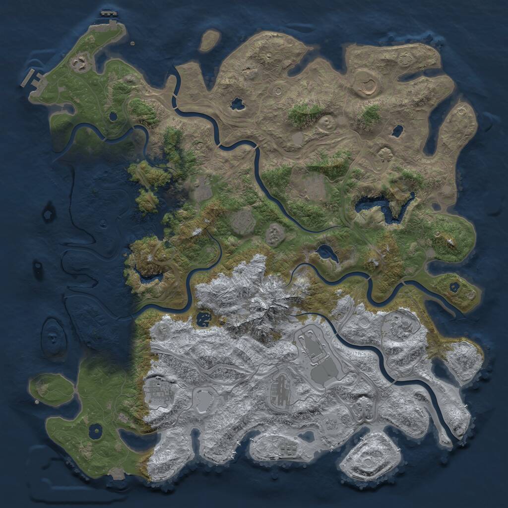 Rust Map: Procedural Map, Size: 5000, Seed: 1699227220, 17 Monuments
