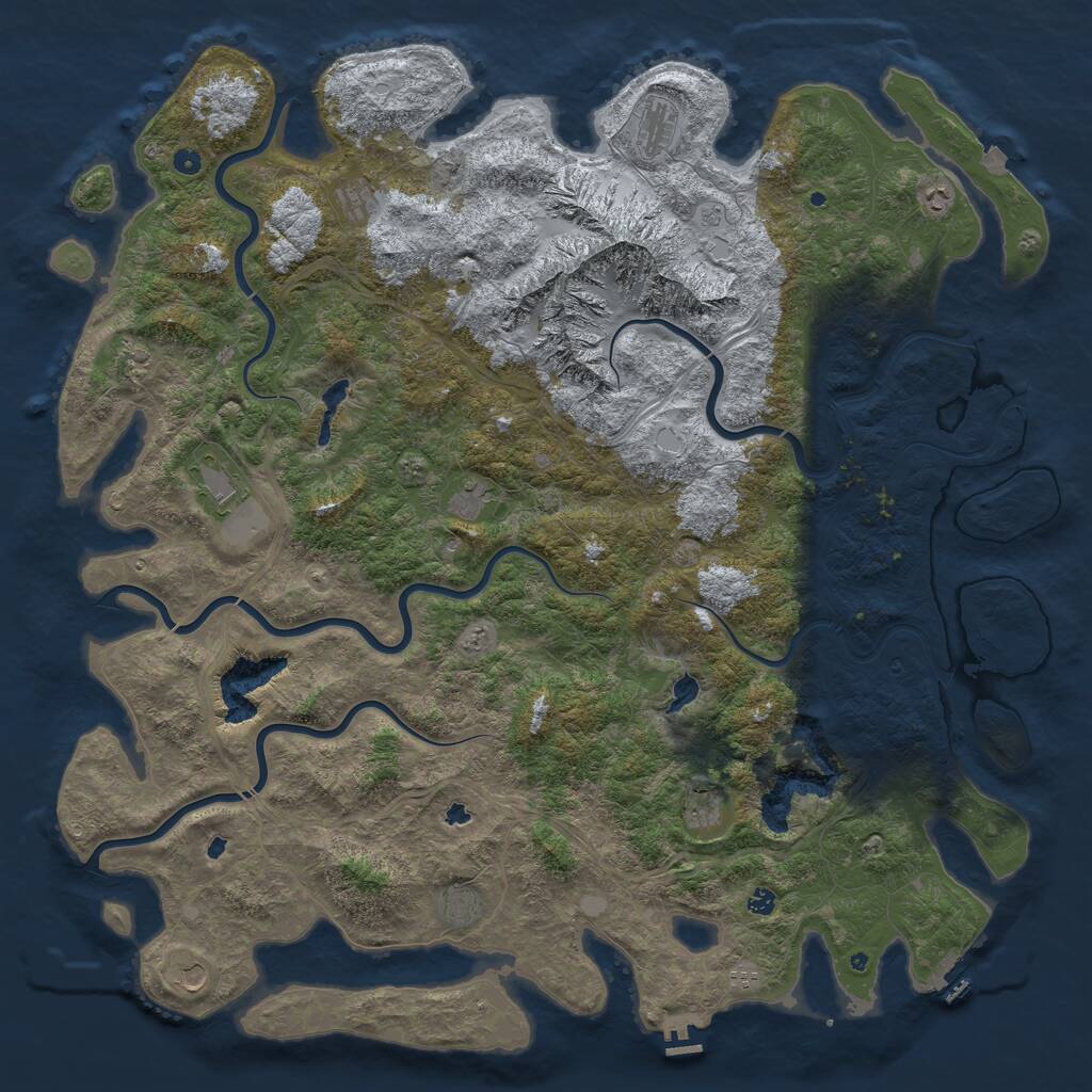 Rust Map: Procedural Map, Size: 6000, Seed: 853664952, 17 Monuments