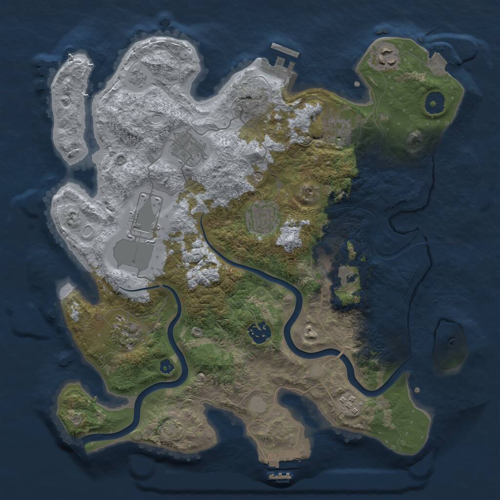 Rust Map: Procedural Map, Size: 3500, Seed: 680494754, 15 Monuments