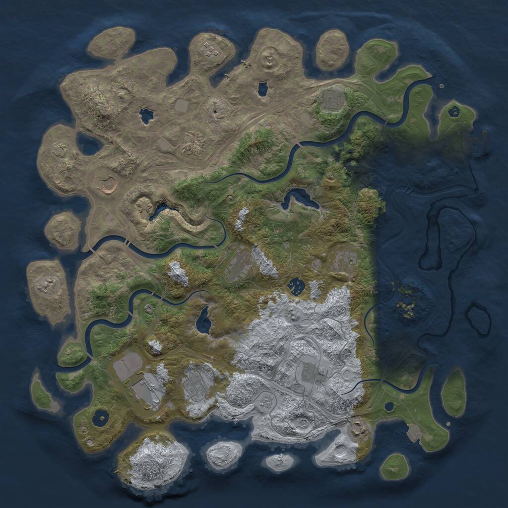 Rust Map: Procedural Map, Size: 4500, Seed: 1390024070, 16 Monuments