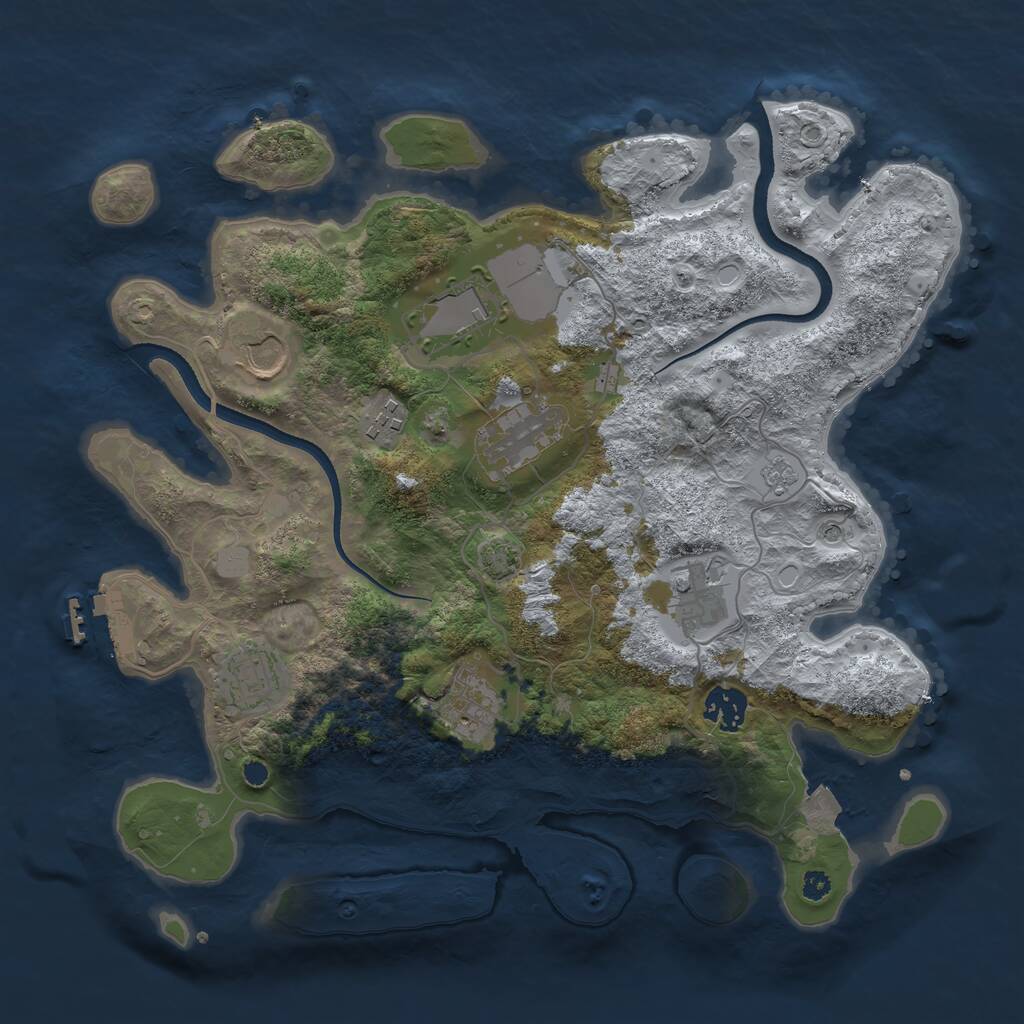 Rust Map: Procedural Map, Size: 3500, Seed: 199163452, 13 Monuments