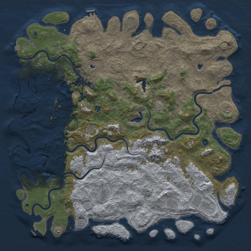 Rust Map: Procedural Map, Size: 6000, Seed: 1972876921, 17 Monuments