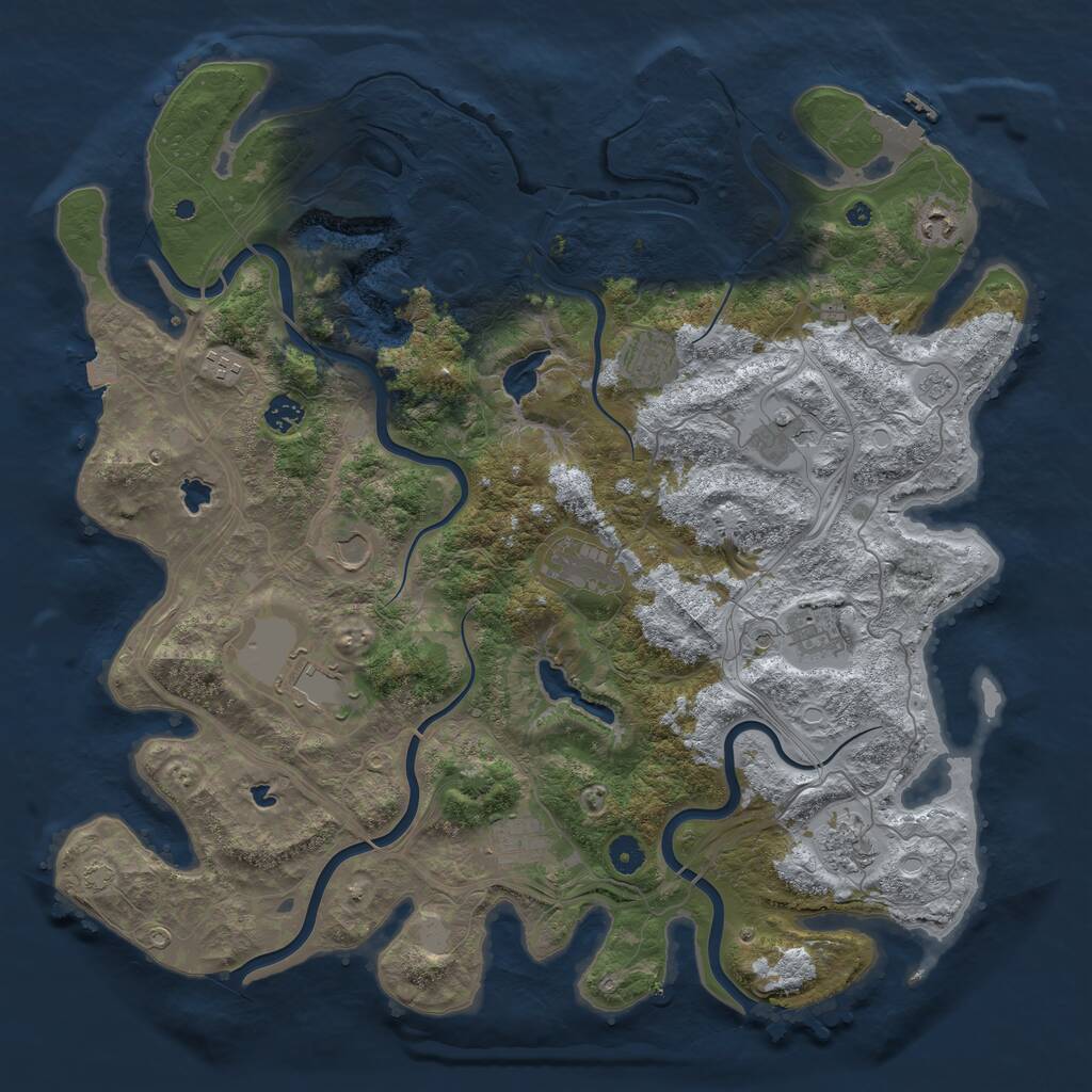 Rust Map: Procedural Map, Size: 4500, Seed: 548343757, 17 Monuments