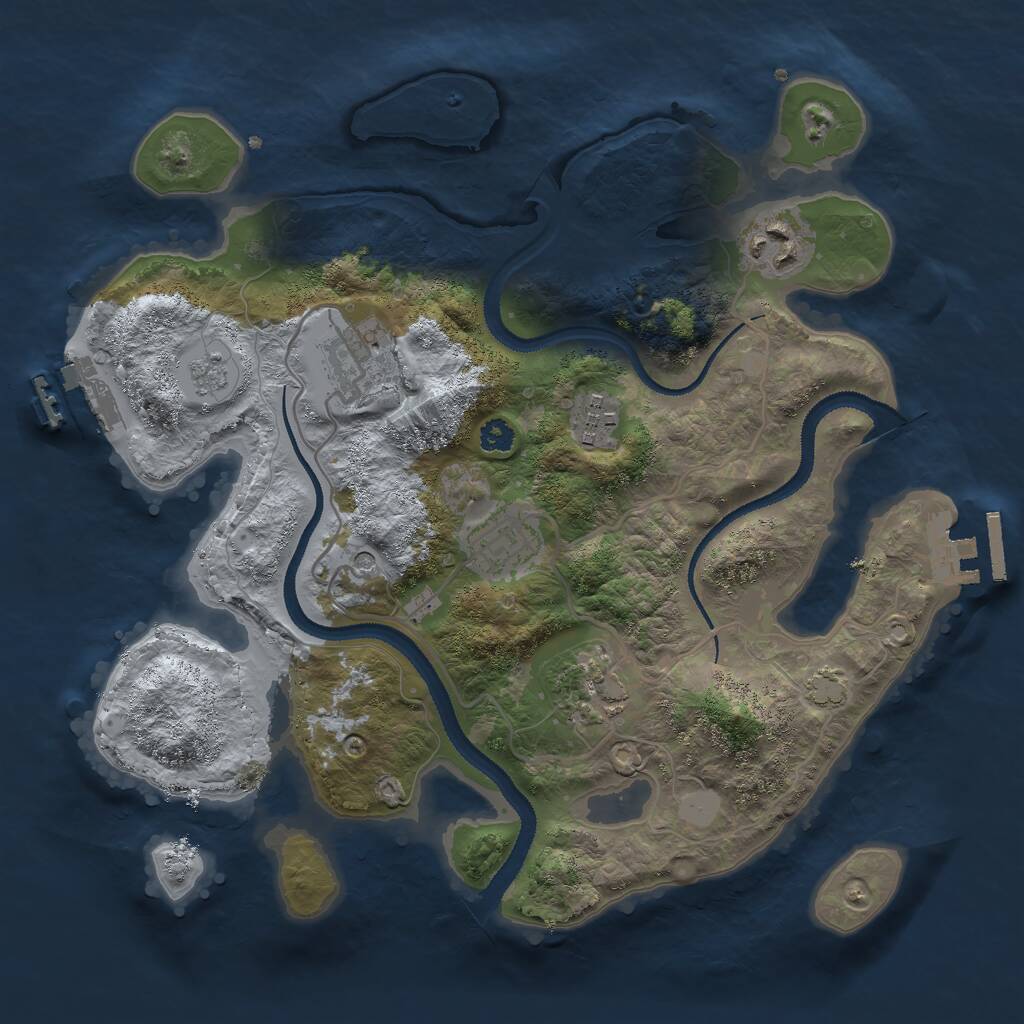 Rust Map: Procedural Map, Size: 3000, Seed: 2134491773, 11 Monuments