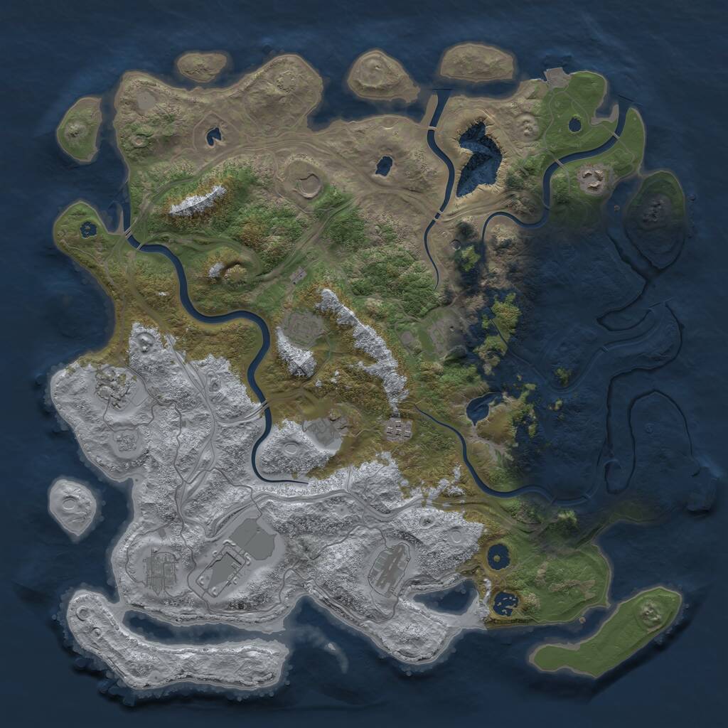 Rust Map: Procedural Map, Size: 4500, Seed: 900724420, 16 Monuments