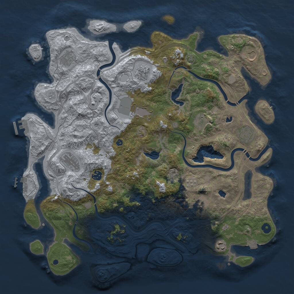 Rust Map: Procedural Map, Size: 4500, Seed: 2079231770, 17 Monuments
