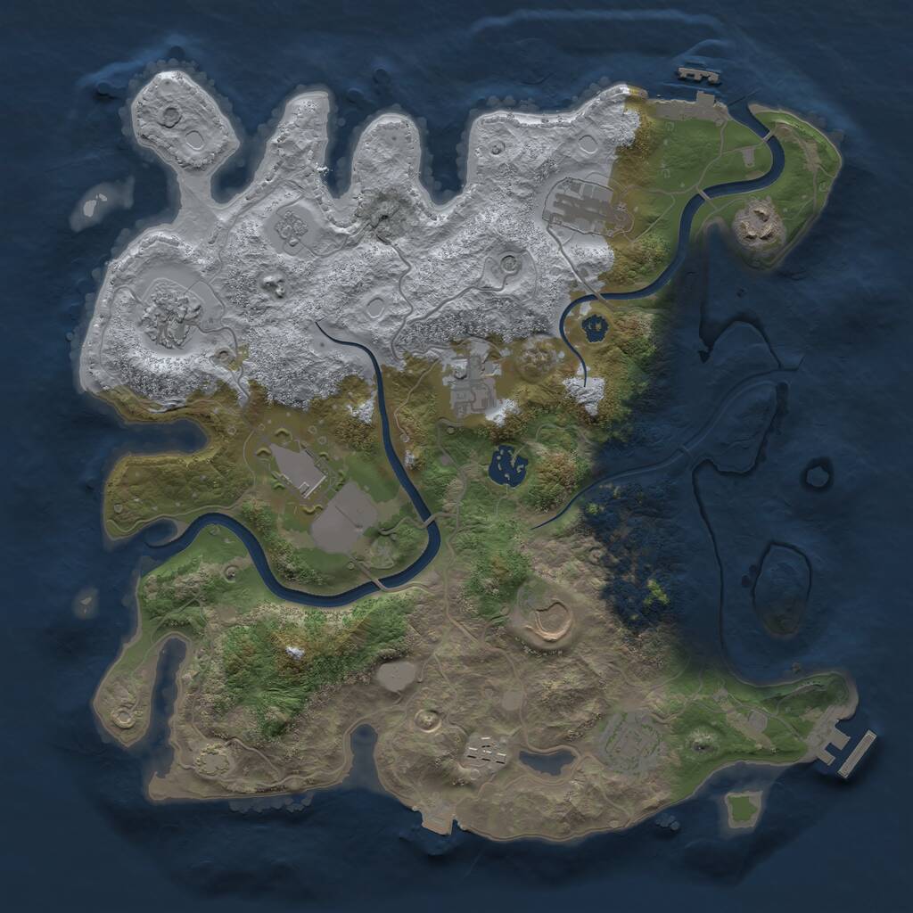 Rust Map: Procedural Map, Size: 3500, Seed: 1406729490, 15 Monuments