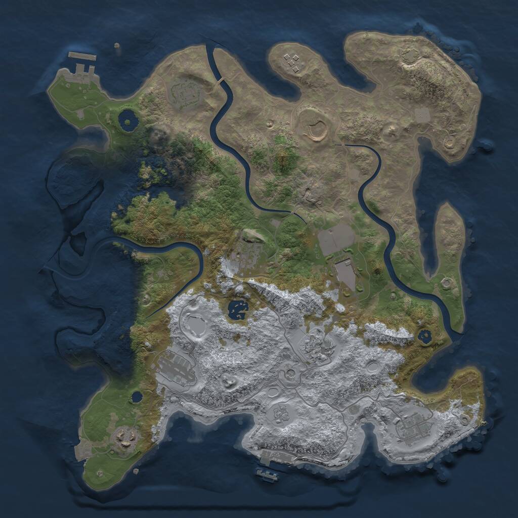 Rust Map: Procedural Map, Size: 3750, Seed: 325556, 16 Monuments