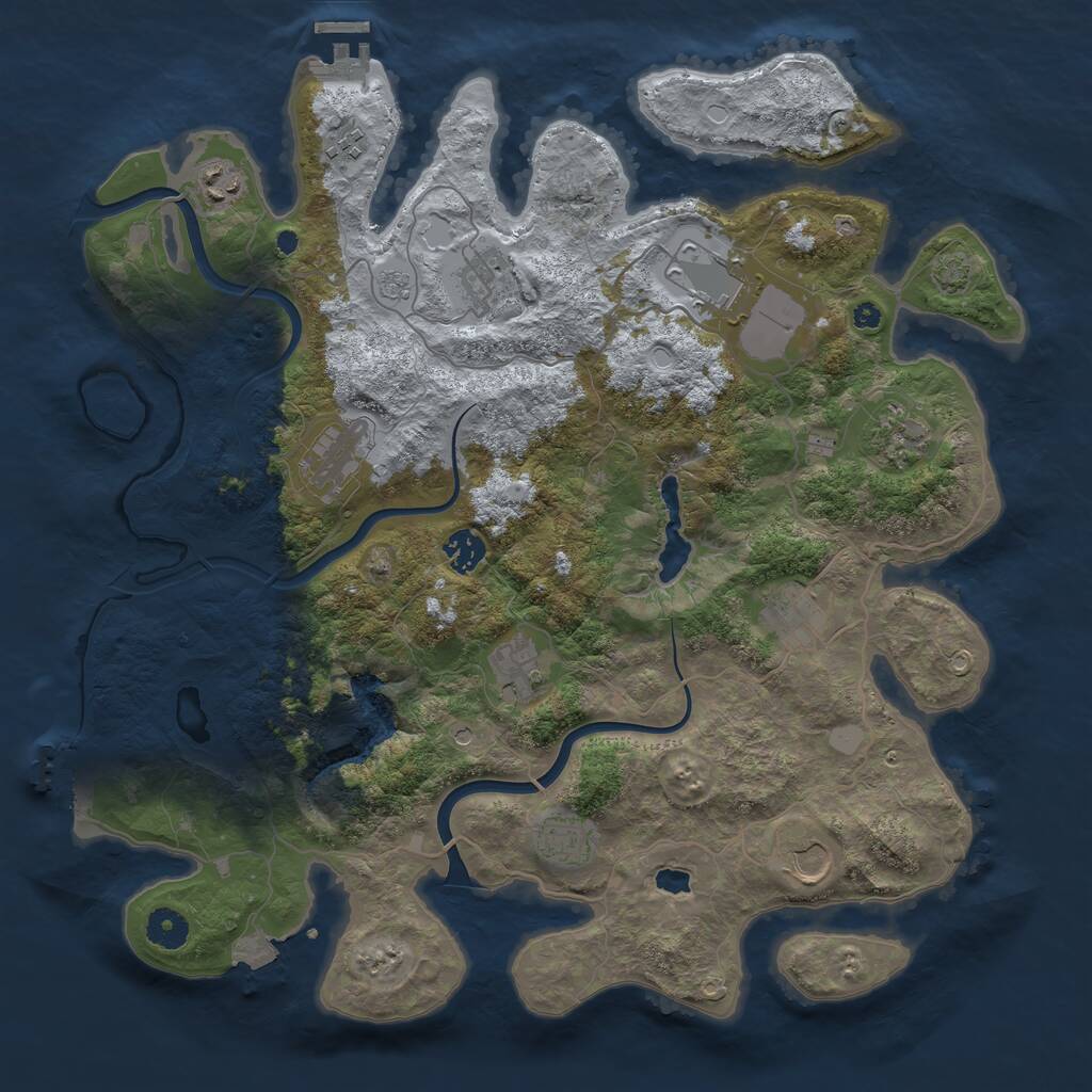 Rust Map: Procedural Map, Size: 4000, Seed: 874387304, 17 Monuments