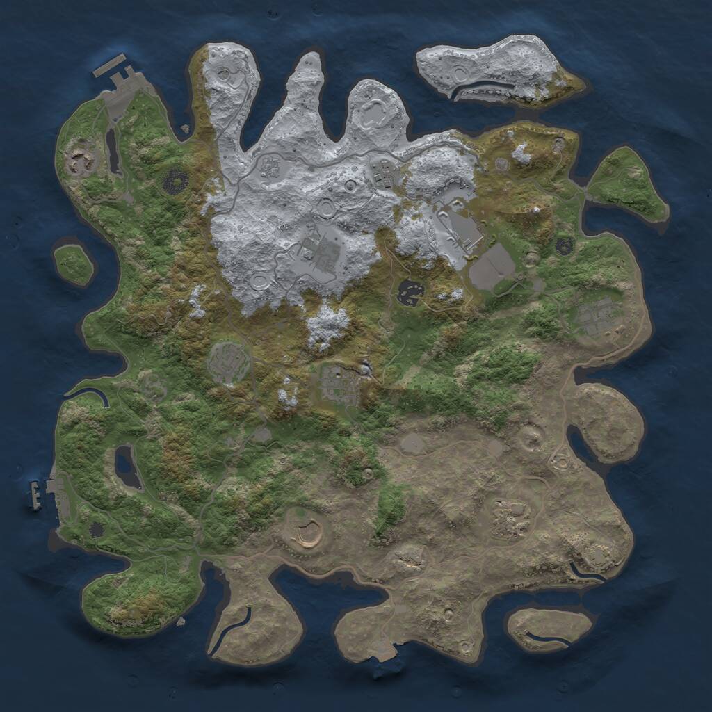 Rust Map: Procedural Map, Size: 4000, Seed: 874387304, 16 Monuments