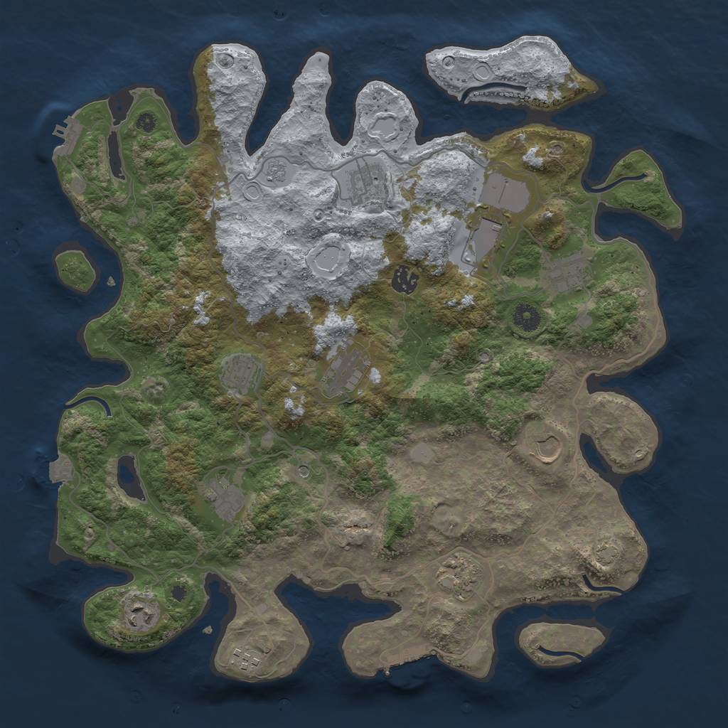 Rust Map: Procedural Map, Size: 4000, Seed: 874387304, 19 Monuments