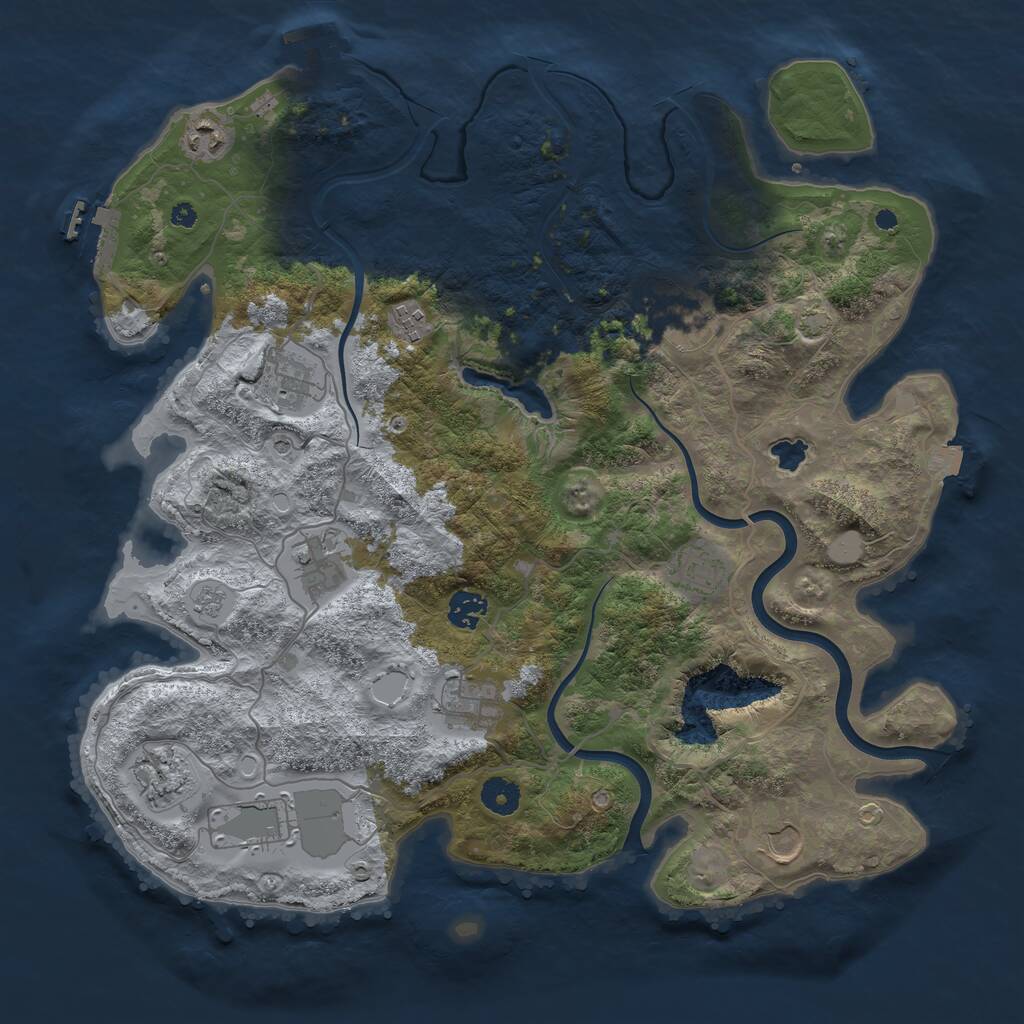 Rust Map: Procedural Map, Size: 4000, Seed: 206680710, 17 Monuments