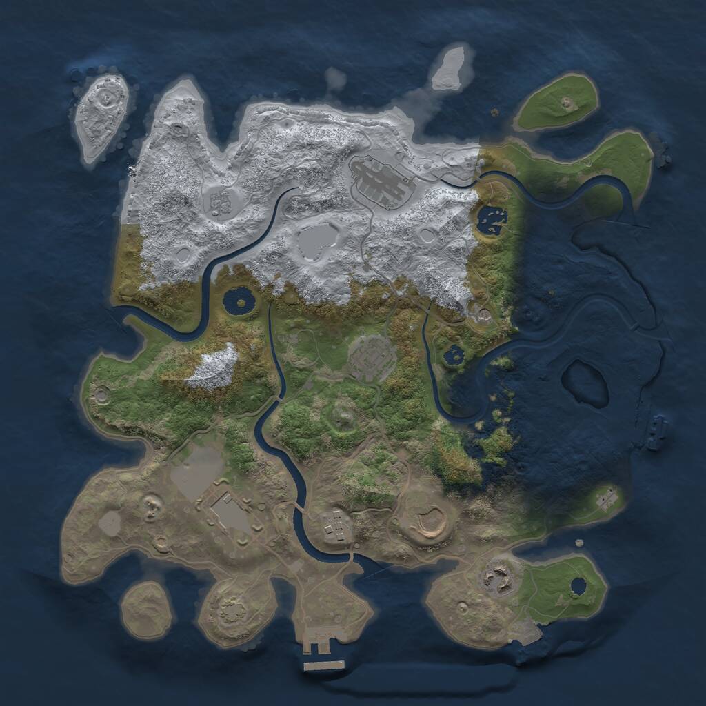 Rust Map: Procedural Map, Size: 3500, Seed: 1713148372, 13 Monuments