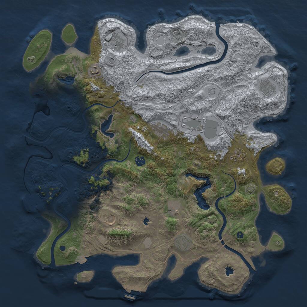 Rust Map: Procedural Map, Size: 4500, Seed: 100453850, 17 Monuments