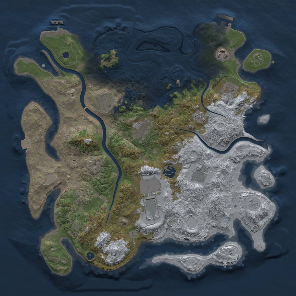 Rust Map: Procedural Map, Size: 3750, Seed: 743878913, 15 Monuments