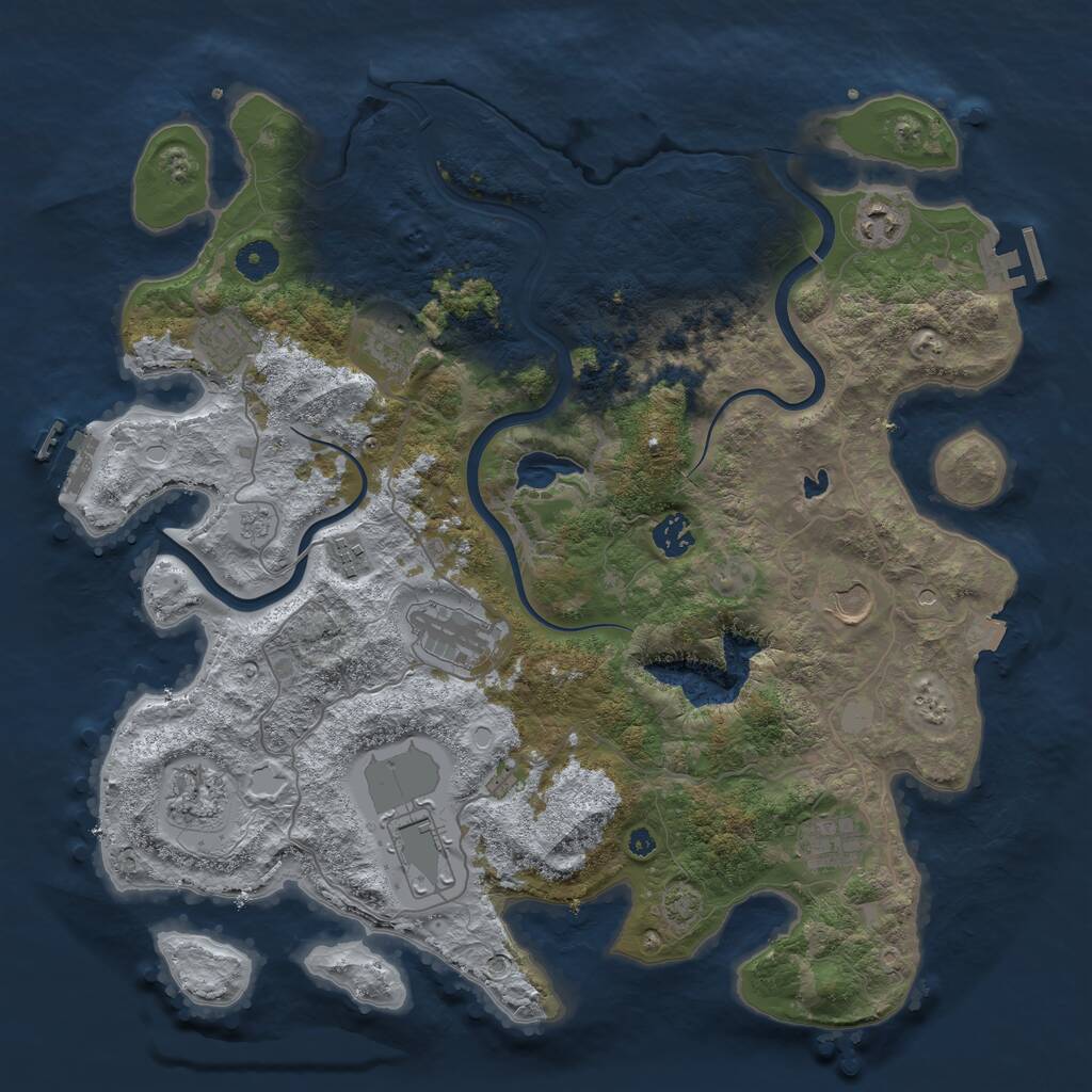Rust Map: Procedural Map, Size: 4000, Seed: 897460843, 16 Monuments