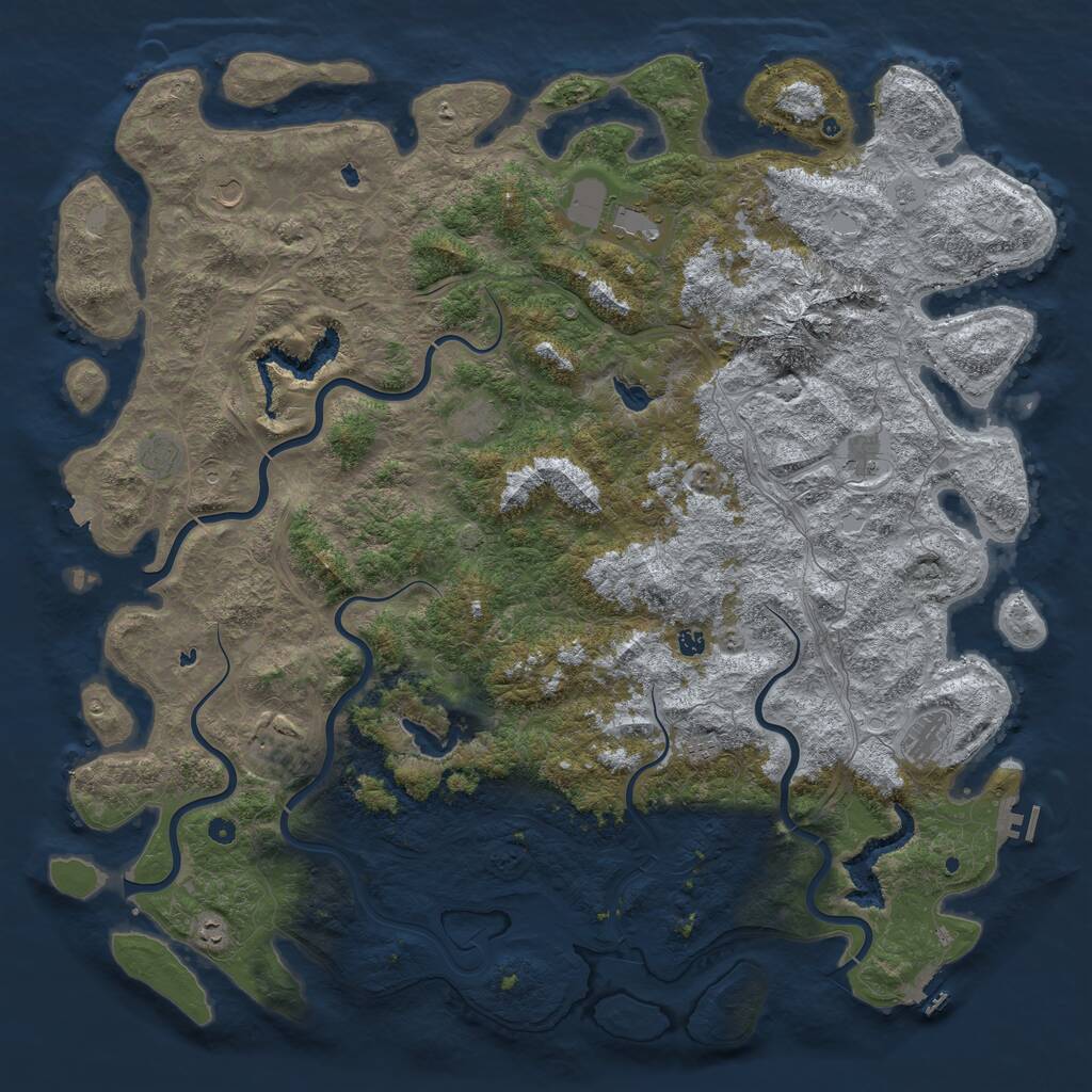 Rust Map: Procedural Map, Size: 6000, Seed: 827753129, 17 Monuments