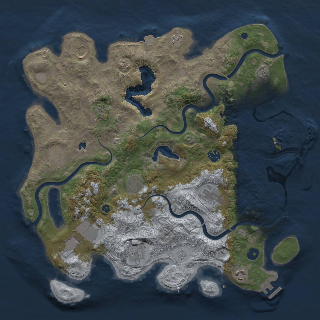 Rust Map: Procedural Map, Size: 4000, Seed: 27491714, 16 Monuments