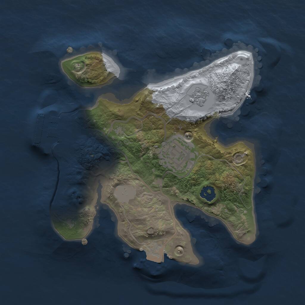 Rust Map: Procedural Map, Size: 2000, Seed: 1824495852, 4 Monuments