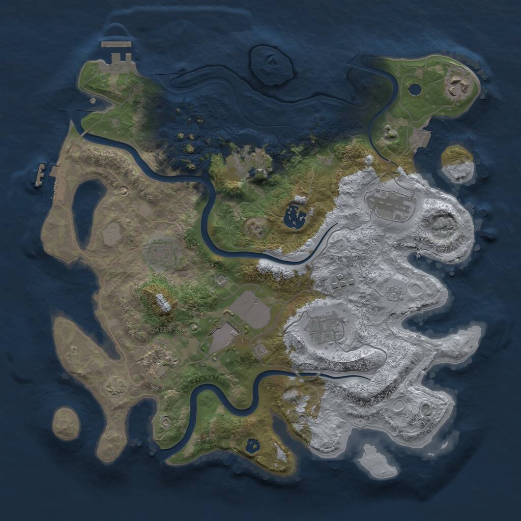 Rust Map: Procedural Map, Size: 3500, Seed: 30861144, 15 Monuments