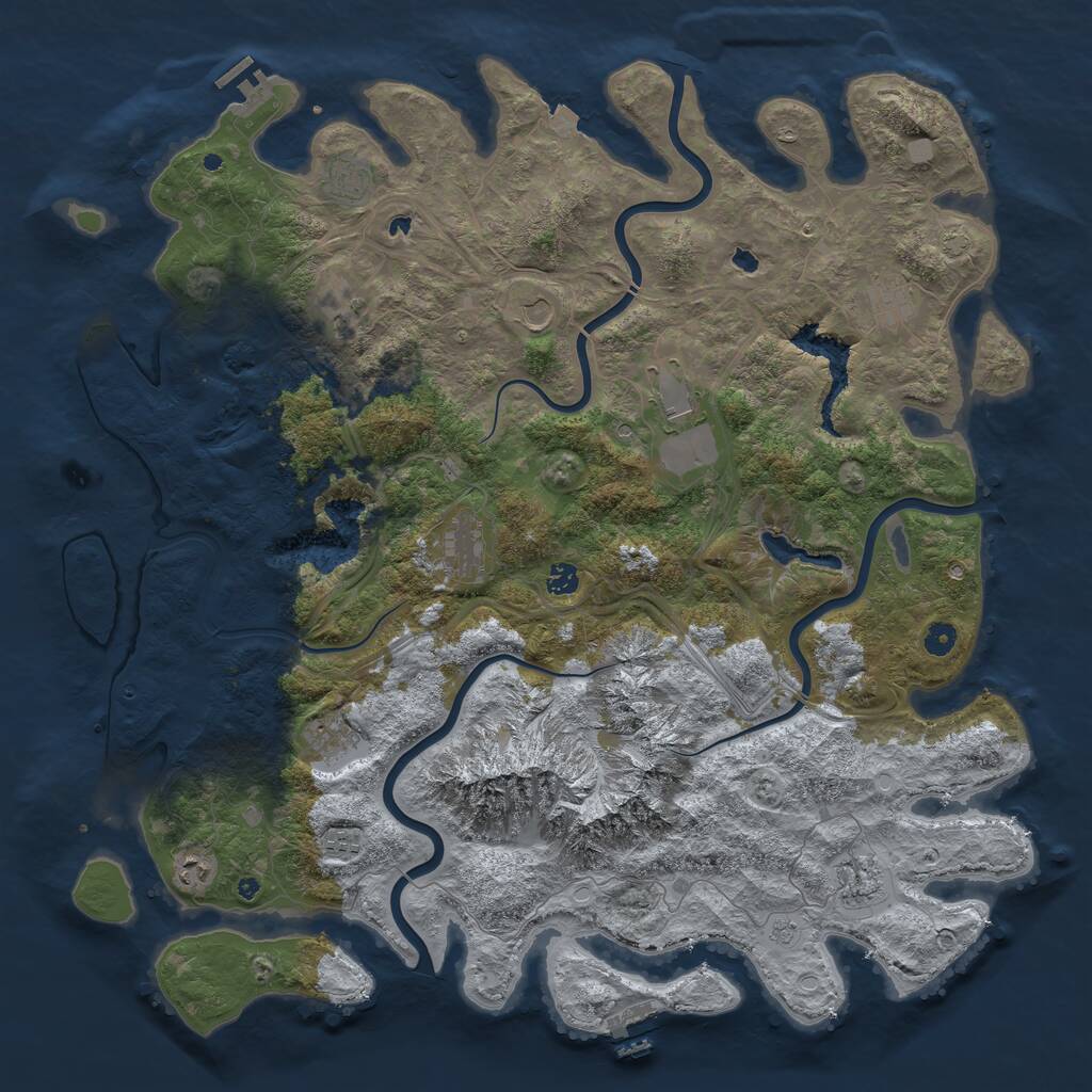Rust Map: Procedural Map, Size: 5000, Seed: 2054676831, 17 Monuments