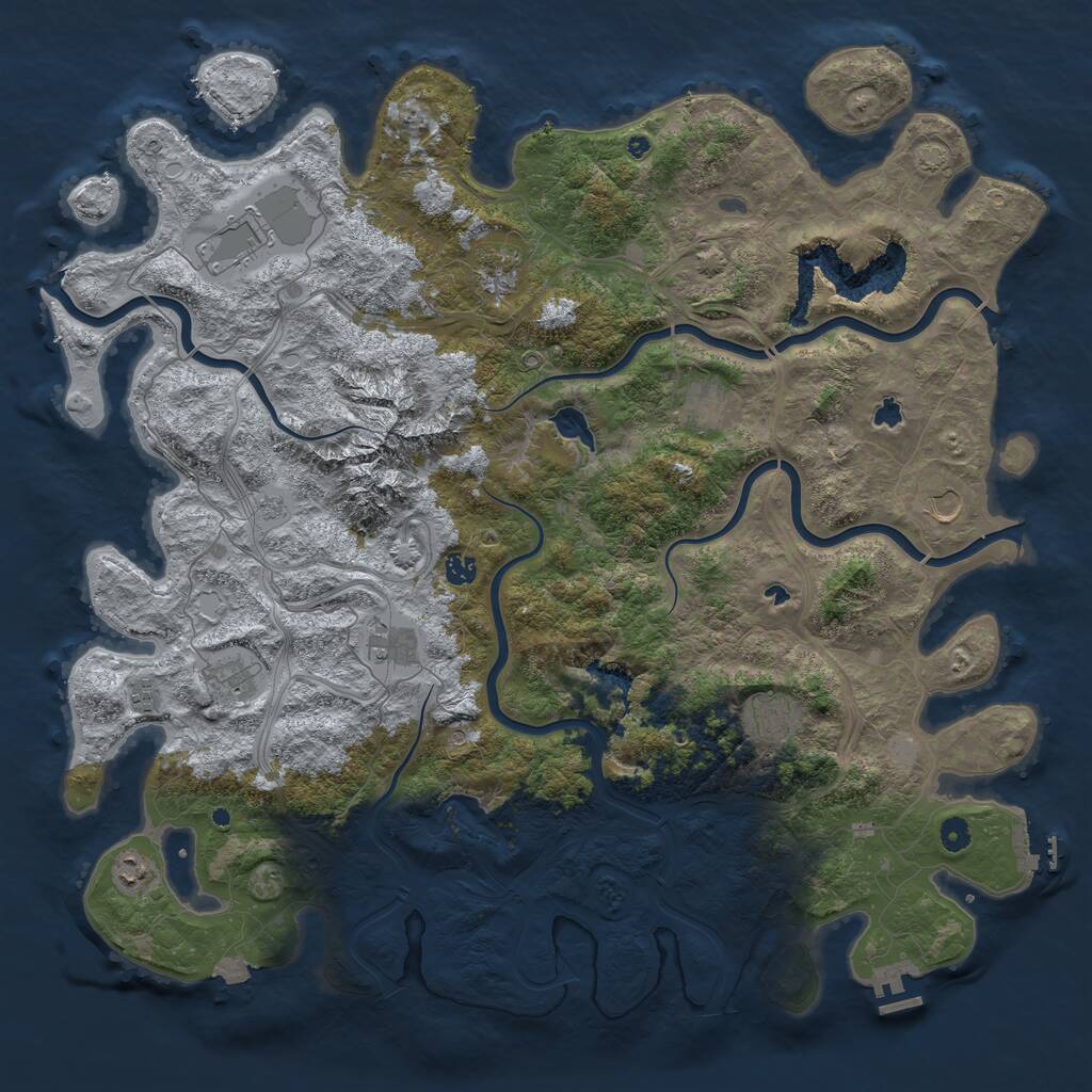 Rust Map: Procedural Map, Size: 5000, Seed: 1690913271, 16 Monuments