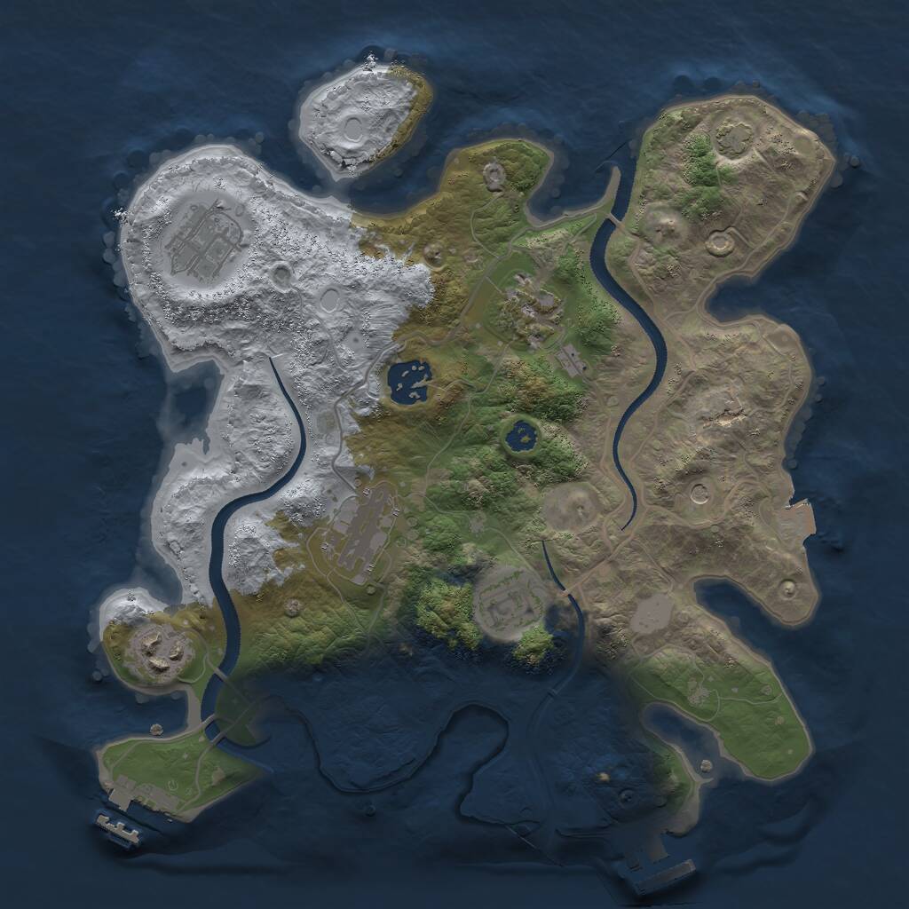 Rust Map: Procedural Map, Size: 3000, Seed: 1134944885, 11 Monuments
