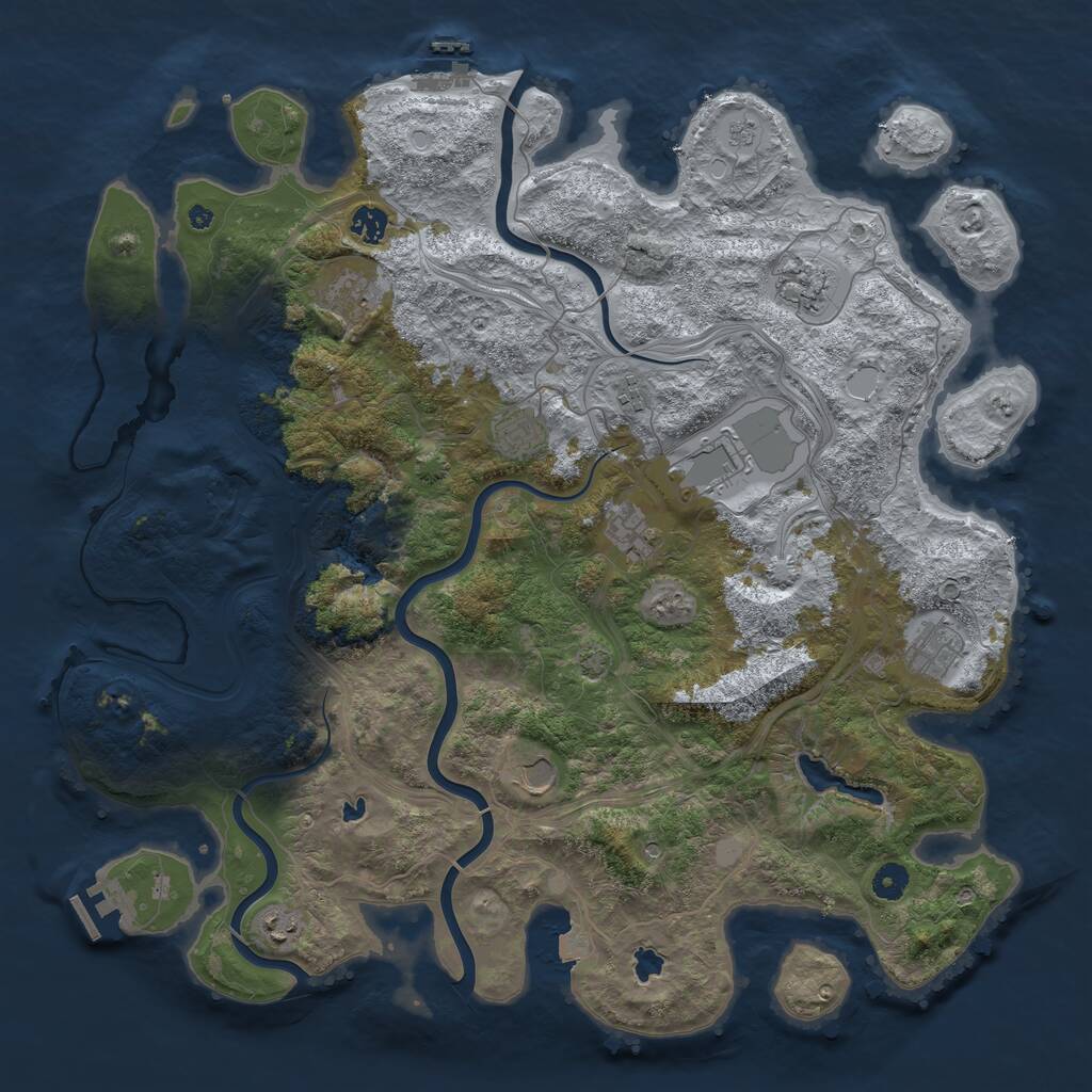Rust Map: Procedural Map, Size: 4500, Seed: 1175731166, 16 Monuments