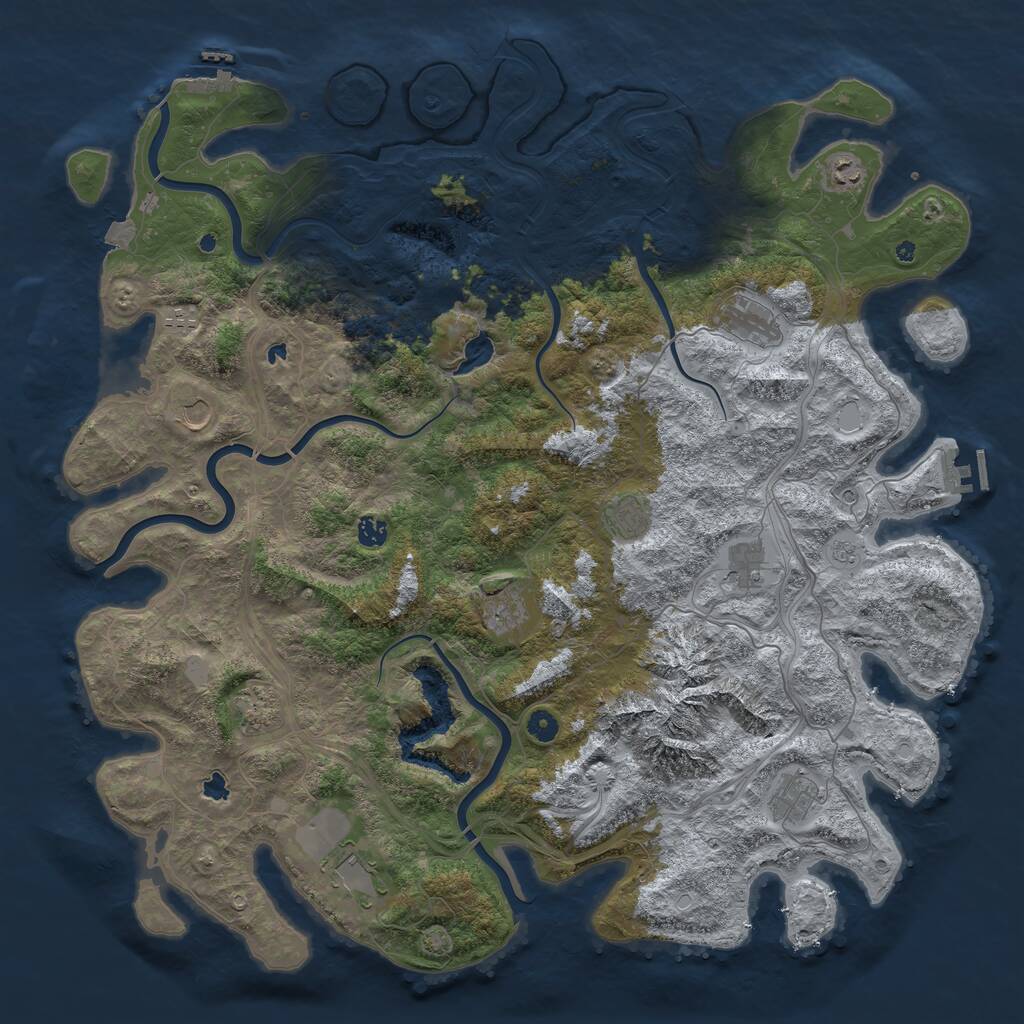 Rust Map: Procedural Map, Size: 5000, Seed: 877091954, 17 Monuments