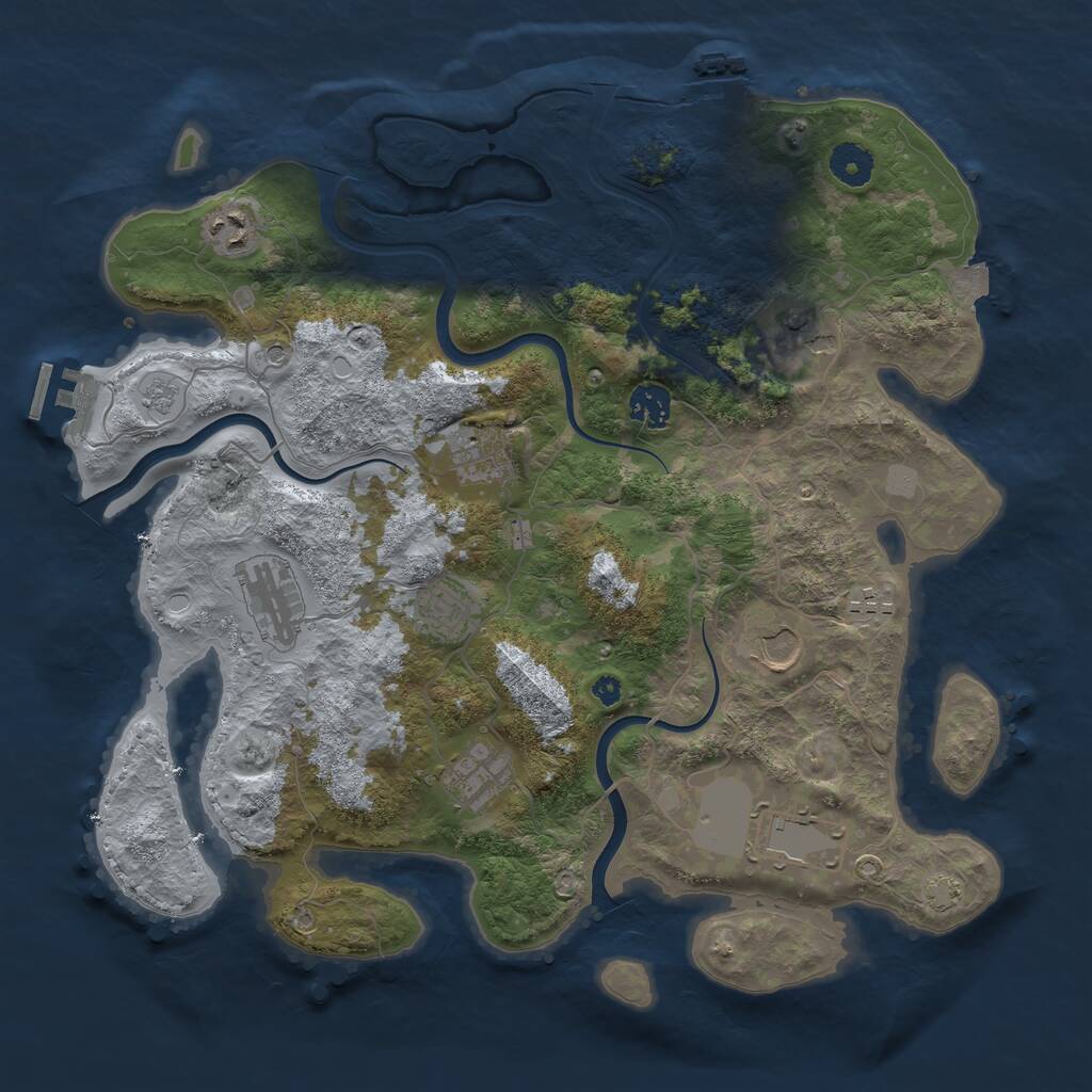 Rust Map: Procedural Map, Size: 3800, Seed: 1097892686, 16 Monuments