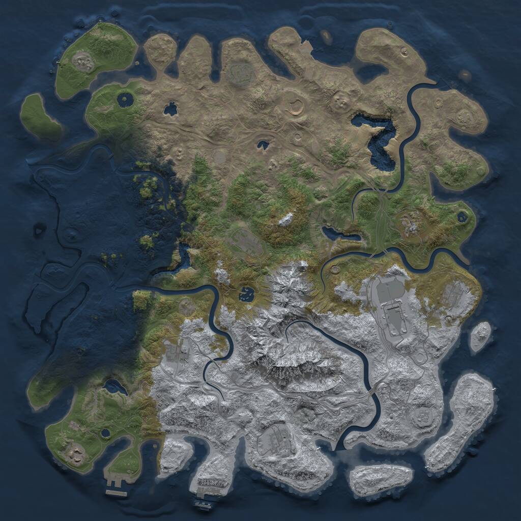Rust Map: Procedural Map, Size: 5000, Seed: 1269027131, 17 Monuments
