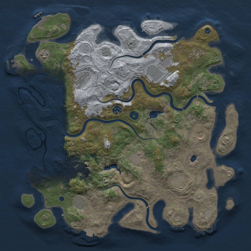 Rust Map: Procedural Map, Size: 4250, Seed: 1498164020, 17 Monuments