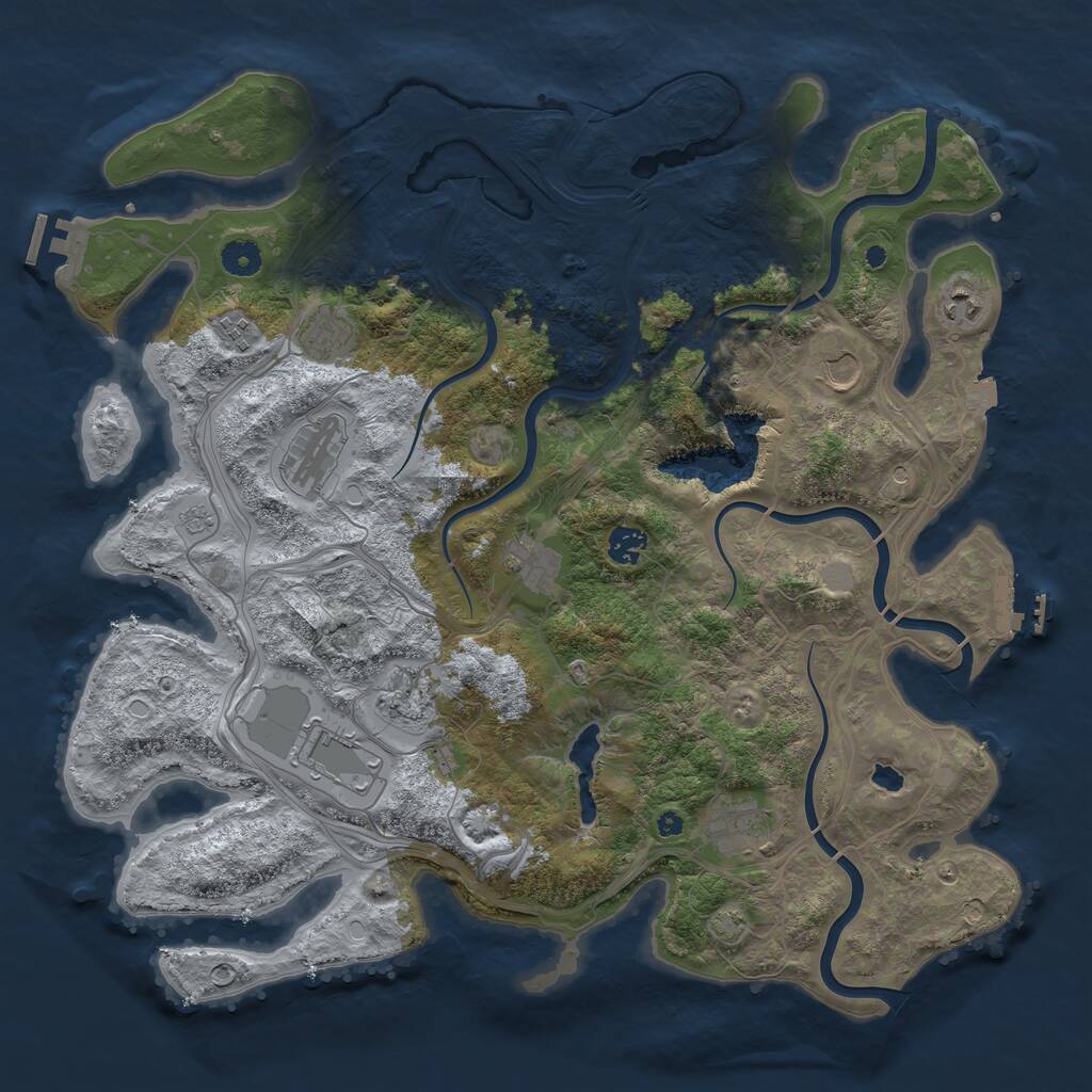 Rust Map: Procedural Map, Size: 4250, Seed: 1917052502, 16 Monuments