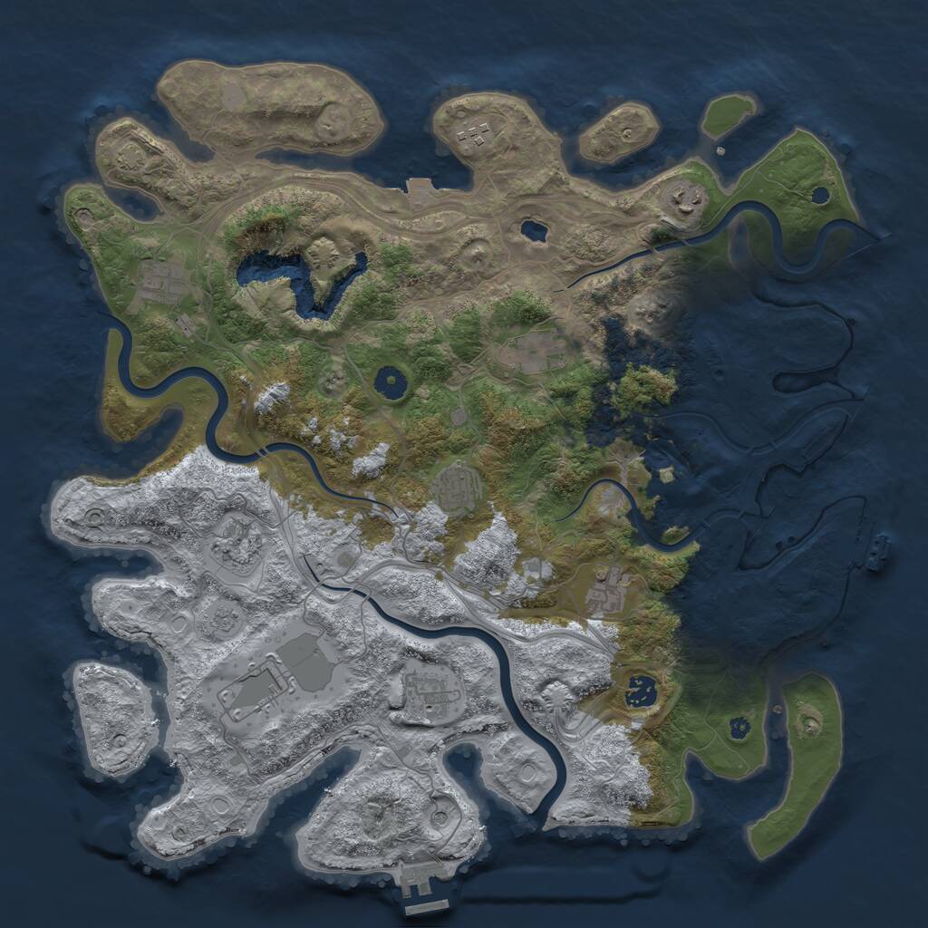 Rust Map: Procedural Map, Size: 4290, Seed: 522075976, 16 Monuments