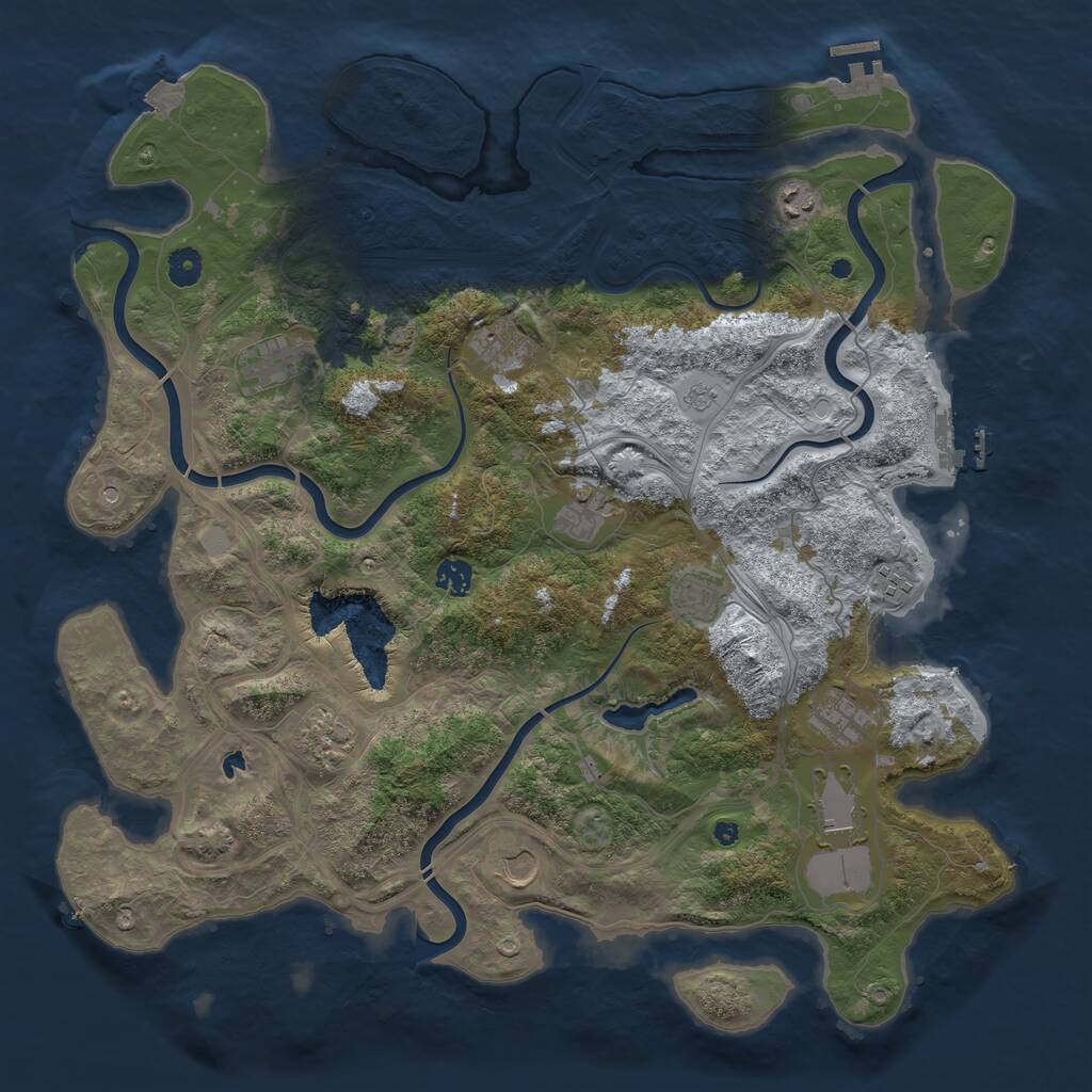 Rust Map: Procedural Map, Size: 4400, Seed: 9632, 17 Monuments