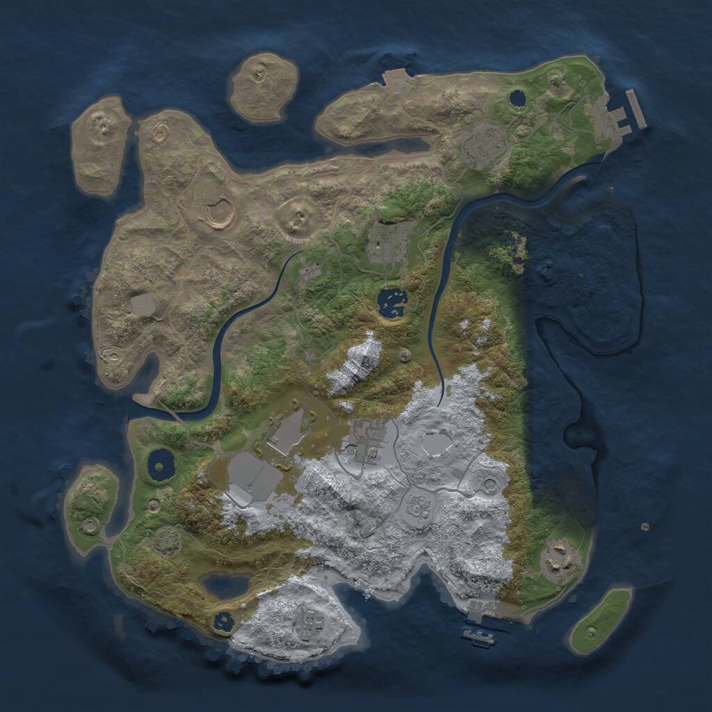 Rust Map: Procedural Map, Size: 3500, Seed: 95859387, 14 Monuments