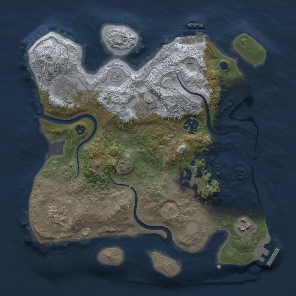 Rust Map: Procedural Map, Size: 3000, Seed: 1950453865, 12 Monuments
