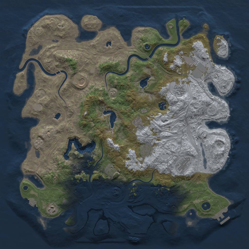 Rust Map: Procedural Map, Size: 4500, Seed: 1678112671, 16 Monuments