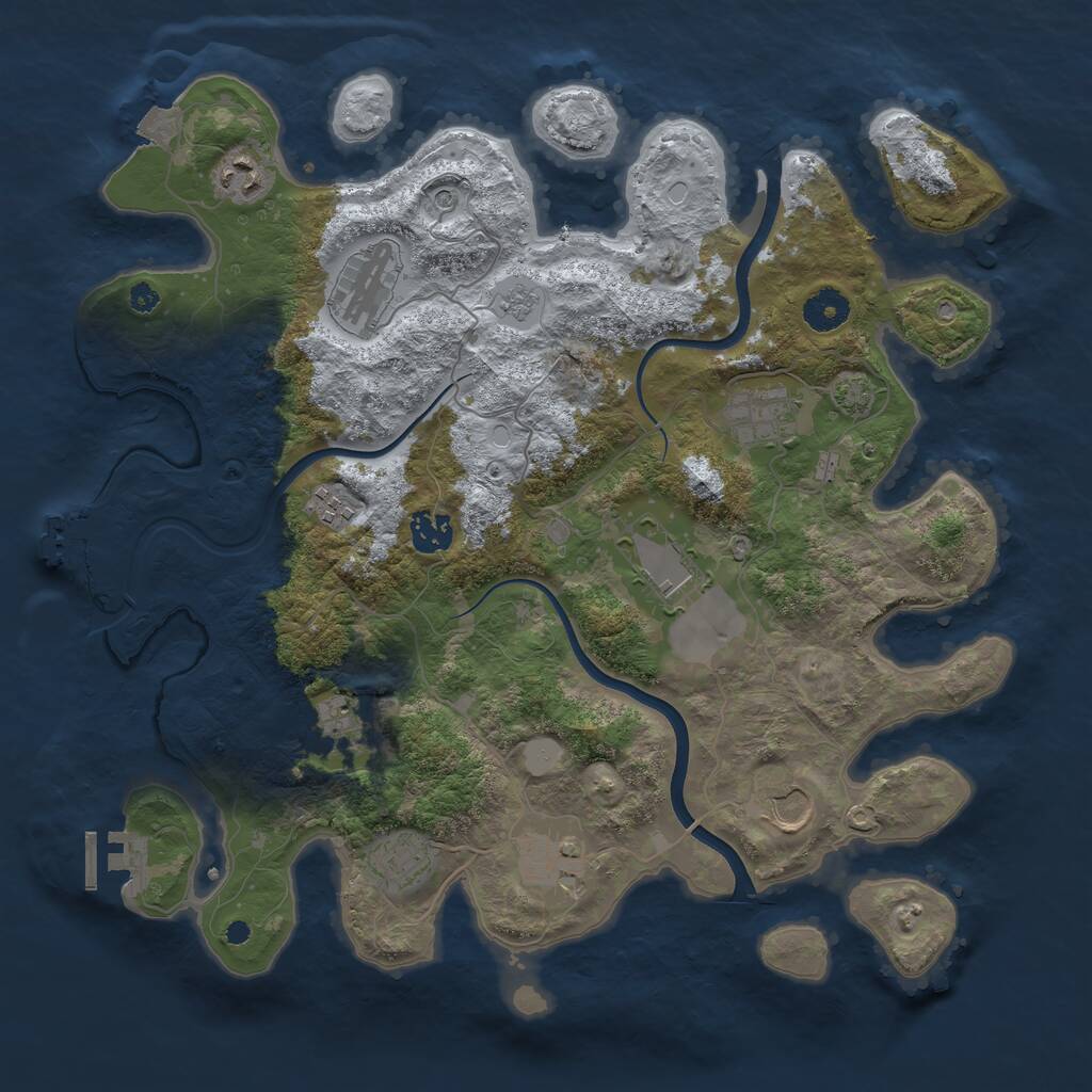 Rust Map: Procedural Map, Size: 3750, Seed: 176137896, 16 Monuments