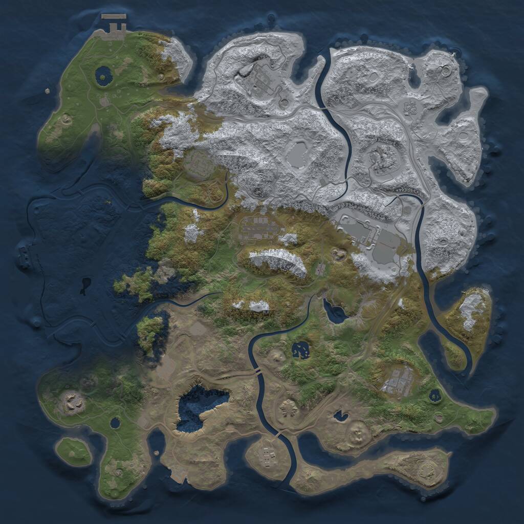 Rust Map: Procedural Map, Size: 4250, Seed: 1275346375, 16 Monuments