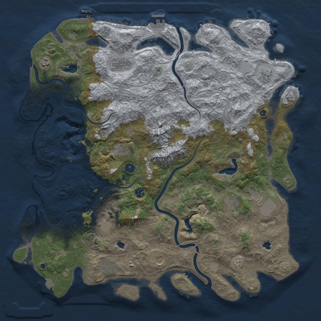 Rust Map: Procedural Map, Size: 5000, Seed: 376967971, 17 Monuments