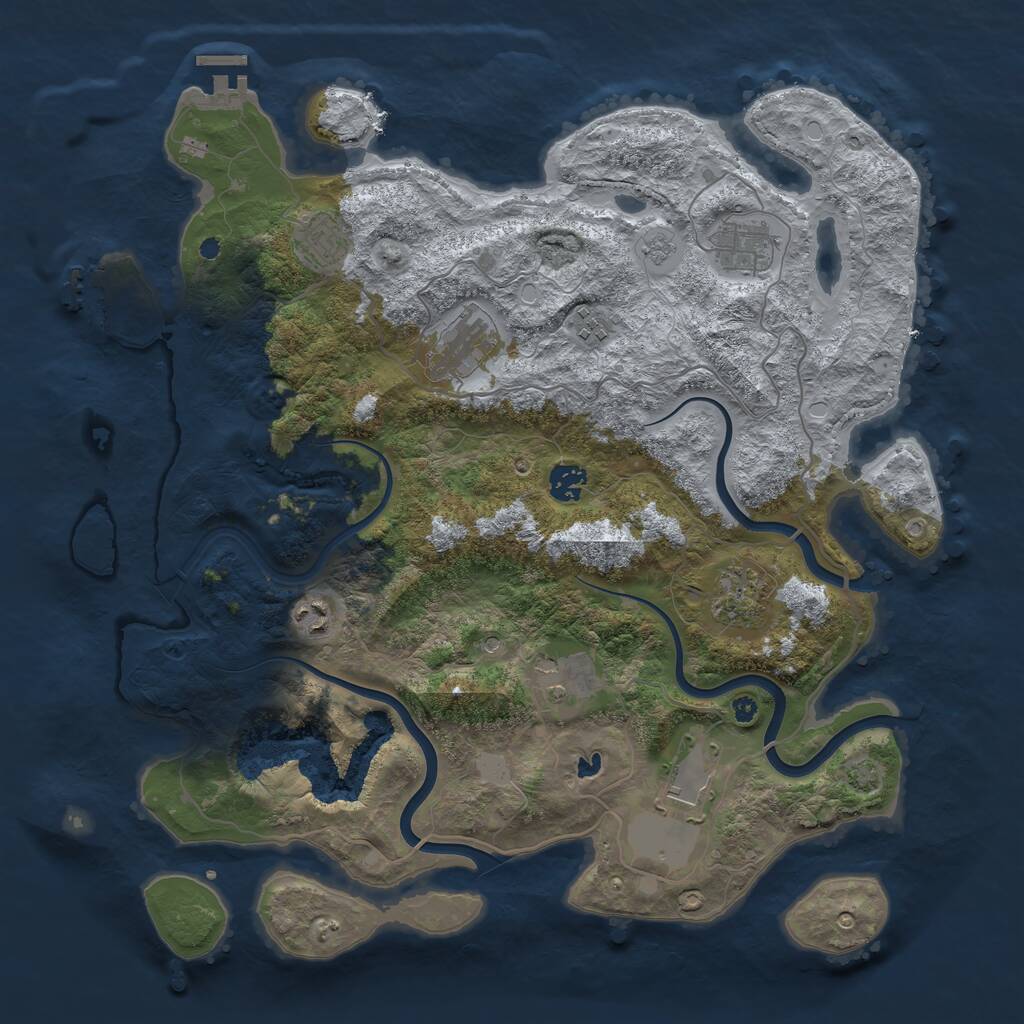Rust Map: Procedural Map, Size: 4050, Seed: 2120659872, 15 Monuments