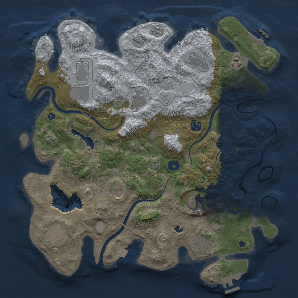 Rust Map: Procedural Map, Size: 4000, Seed: 360570, 16 Monuments